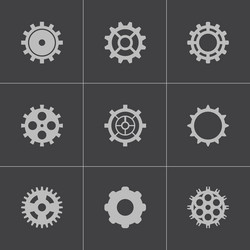 Black gear icons set vector