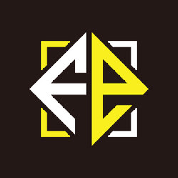 f e initials quadrangle monogram with square vector image
