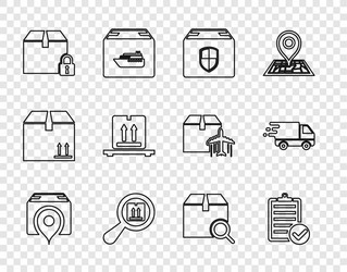 set line location with cardboard box verification vector image