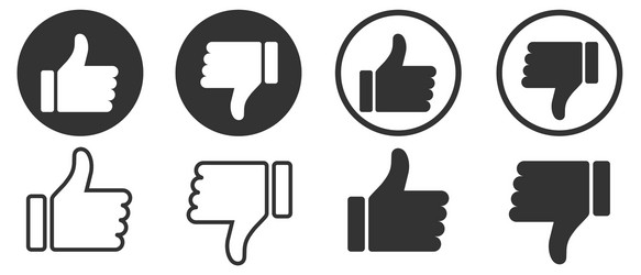 thumbs up and down like dislike icons vector