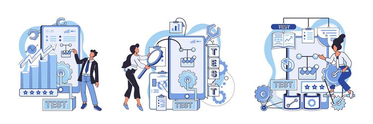 Application testing metaphor vector