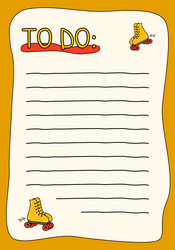 Bright to do list with roller-skates template vector