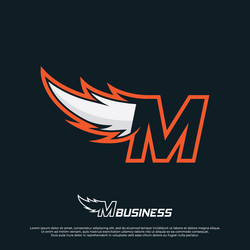 Wings logo with letter m design badges vector