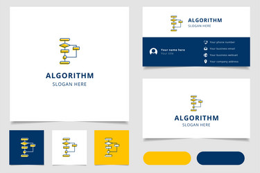 Algorithm logo design with editable slogan vector