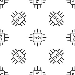 grey computer processor 5g with microcircuits cpu vector image