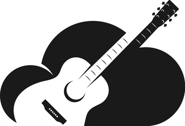 Guitar with clouds design template simple set vector