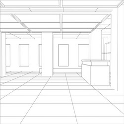 Interior office outlined tracing vector