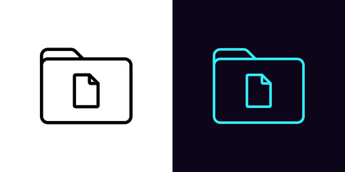 Outline file folder icon with editable stroke vector