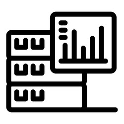 server room showing analytics graph on monitor vector image