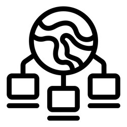 global network connecting three computers icon vector image