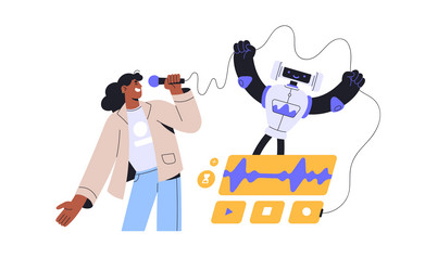 Neural networks concept ai robot help to record vector