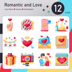 Romantic and love icon pack Royalty Free Vector Image
