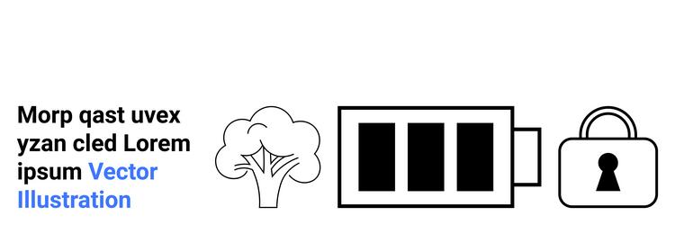tree battery level indicator and padlock vector image