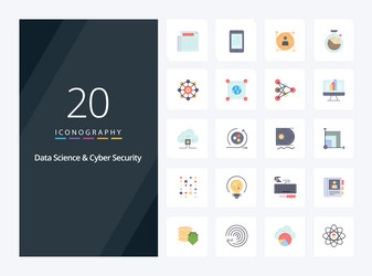 20 data science and cyber security flat color vector