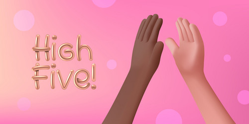 3d hands characters greeting high five hi vector