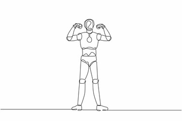 Continuous one line drawing robot with gestures vector