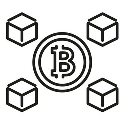 Digital bitcoin icon outline chain block vector