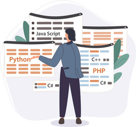 programmer working on web development code vector image