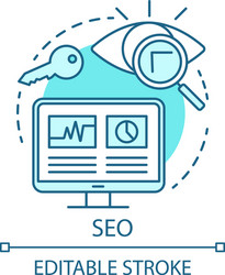 Seo blue concept icon search engine optimization vector