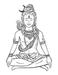 Shiva God Meditation Vector Image