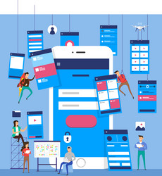 ux ui flowchart mock-ups mobile application vector image