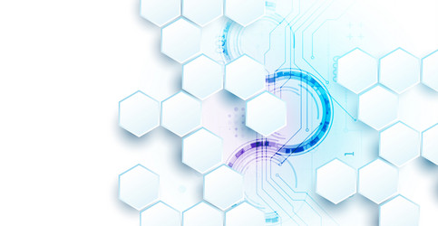 abstract circuit board and hexagons on gradient vector image