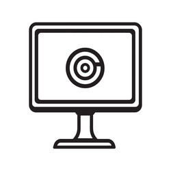 black outline computer display with circle symbol vector image