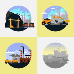Coal mining icon set isolated Royalty Free Vector Image