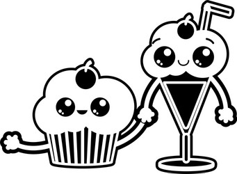 cupcake and milkshake design vector