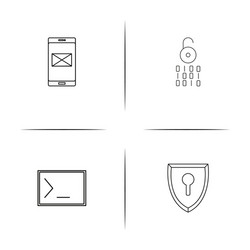 Cyber security simple linear icons set outlined vector