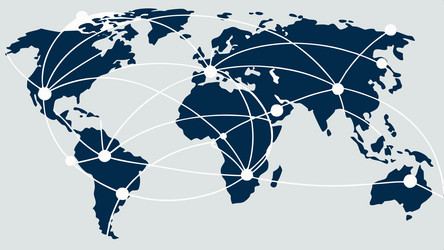 global network world map with interconnected vector image