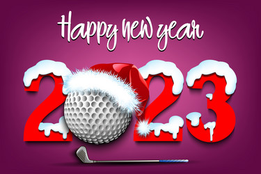 Happy new year 2023 and golf ball vector