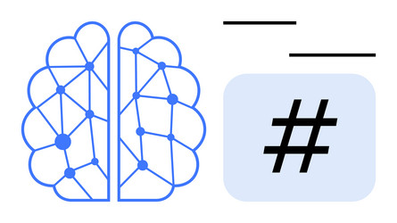 neural network brain and data representation vector image