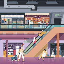 Shopping mall with boutique and new shops vector