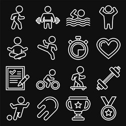 Wellness sport and fitness icons set line style vector