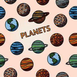 Hand drawn planet pattern with - mercury venus vector