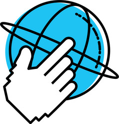 sphere browser with hand cursor touching vector image