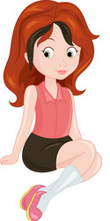 Young Girl Sitting Pose Vector Image