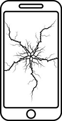 smartphone with crack on display broken modern vector image