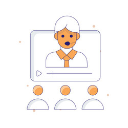 Video conference fill outline icon style vector