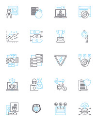 Information processing linear icons set vector