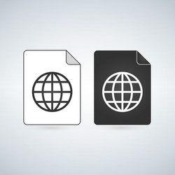 map document file icon with globe linear vector