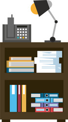 Office cabinet with telephone and folders inside vector