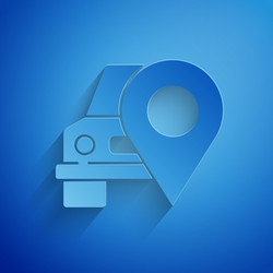 paper cut map pointer with taxi icon isolated vector image