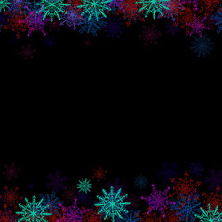 Rectangular frame with small colorful snowflakes vector