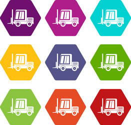 stacker loader icon set color hexahedron vector image