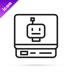 black line robot icon isolated on white background vector image