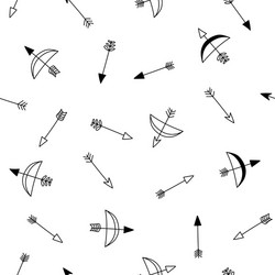 simple bow and arrow doodle repeat pattern design vector image