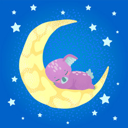 Sleeping koala on moon drawing vector