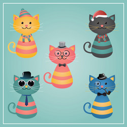 winter hipster cats vector